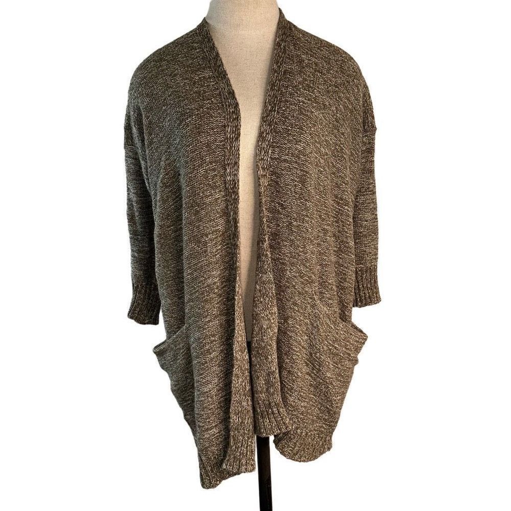 Anthropologie Sparrow Womens Green Marled Knit Sweater Cardigan Open Front Small
